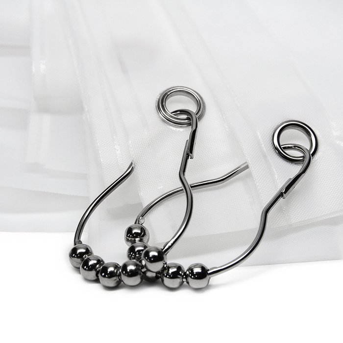 Shower Curtain Hooks and Shower Liner - 72" x 72" 4 Gauge PEVA Shower Curtain Liner with Metal Grommets, Mildew-Free... N2
