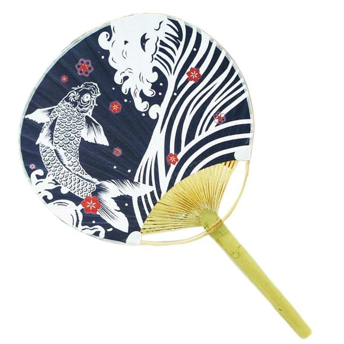 Japanese Style Hand Fan Paper Hand Held Fan Wood Handle, No.6