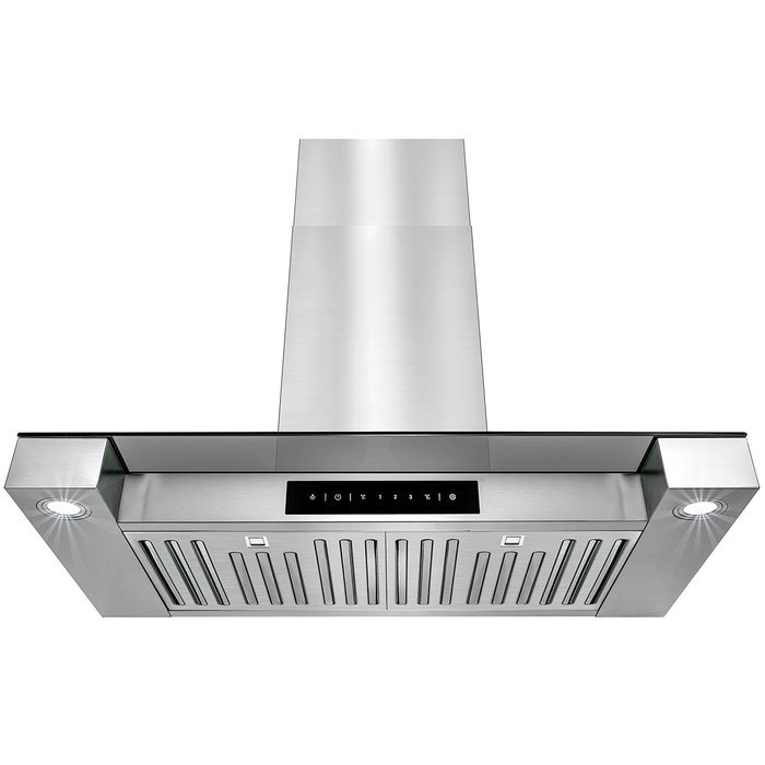 Golden Vantage 30" Stainless Steel Tempered Glass Wall Mount Style Kitchen Cooking Vent Range Hood w/ LED Lights...
