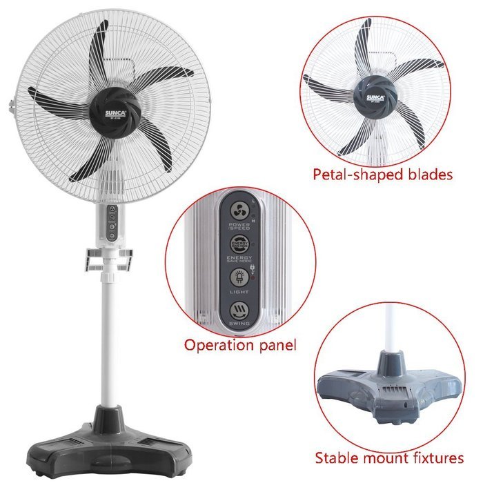HAITRAL Rechargeable Floor Fan SF-2399R Turbo Force Air Circulator AC/DC Operated with Remote Control&LED Light N3