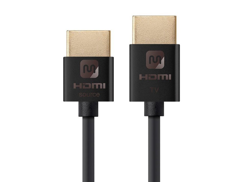 Monoprice Ultra Slim High-Speed 18Gbps Active HDMI Cable Supports Ethernet, 3D, 4K and Audio Return - 6ft Black... N3