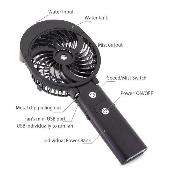 DOIOWN Handheld Portable Table Mini Fan Battery Rechargeable (Blue) N20
