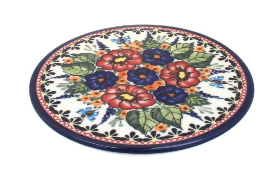 Polish Pottery Floral Butterfly Trivet
