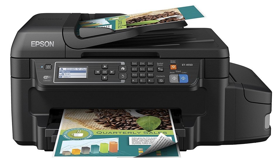 Epson WorkForce ET-4550 EcoTank Wireless Color All-in-One Supertank Printer with Scanner, Copier, Fax, Ethernet... N2