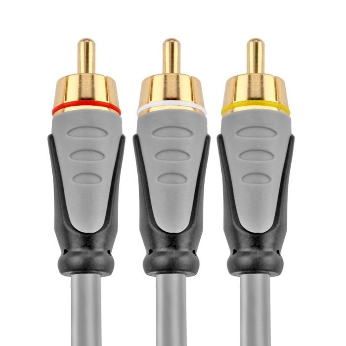 TNP Premium 3 RCA Cable (15 FT) - 3RCA AV RCA Composite Video + 2RCA Stereo Audio M/M Male to Male Gold Plated... N3