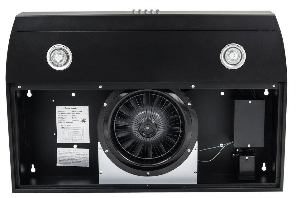 AKDY Stainless Steel 30-Inch Grease Filters Under Cabinet Kitchen Black Range Hood