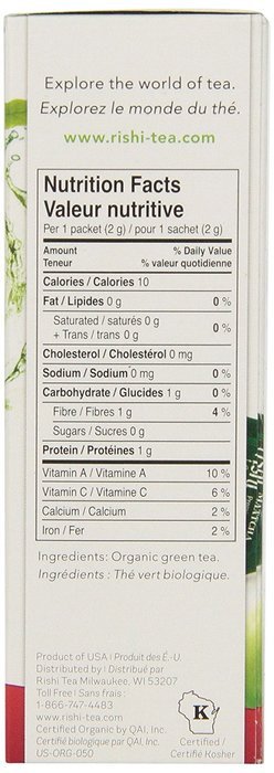 Rishi Tea Organic Matcha Japanese Green Tea Powder, 12 travel packets, 0.63 Ounces Box N7