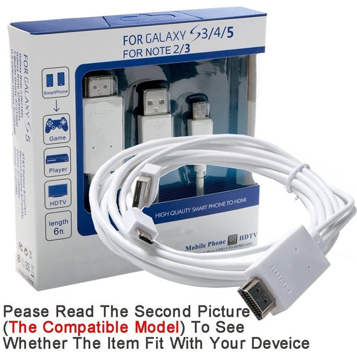 AnoKe@ MHL Kit Universal MHL Micro Usb 3.0 to Hdmi Cable 6.5 Feet / 2M Adapter 1080p Hdtv for S5, S4,S3,Note 4... N5
