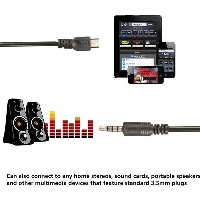 CGTime Micro-USB to 3.5mm Audio Car AUX Cable for Samsung Galaxy S3 i9300 S2 i9100 i9220 (1.64Feet = 0.5Meter,... N7