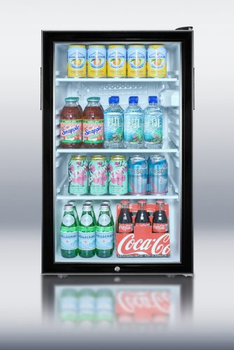 Summit SCR500BLBI7TBADA: Commercially listed ADA Compliant 20" wide glass door all-refrigerator for built-in use...