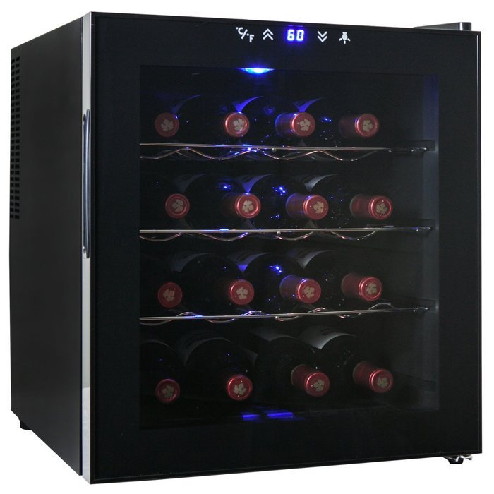 AKDY 16 Bottle Single Zone Thermoelectric Freestanding Wine Cooler Cellar Chiller Refrigerator Fridge Quiet Operation N2