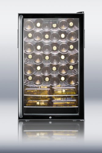 Summit SWC525LSHADA: ADA compliant 20" wide freestanding wine cellar with lock, digital thermostat and full-length...