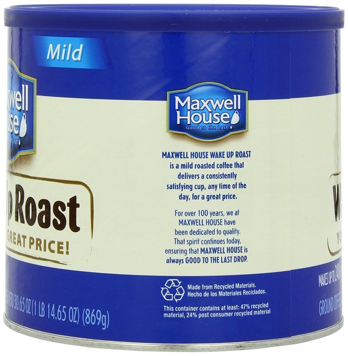 Maxwell House Ground Coffee Canister, Wake Up Roast, 30.65 Ounce N55