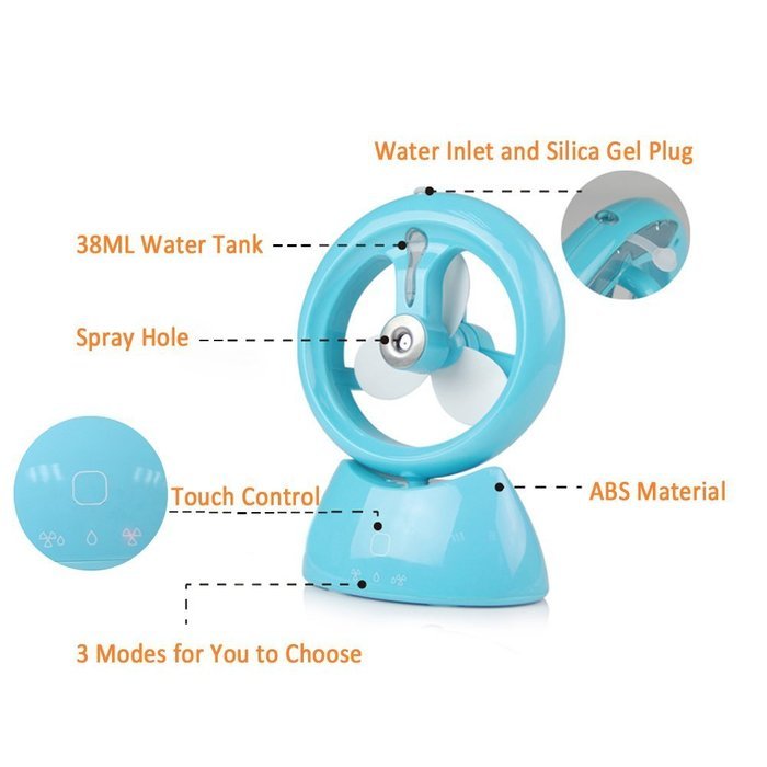 REXSONN Ultrasonic Desktop Cool Misting Fan Humidifier with Built-in Battery and Water Tank for Beauty, Home,... N21