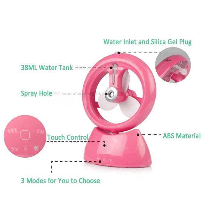 REXSONN Ultrasonic Desktop Cool Misting Fan Humidifier with Built-in Battery and Water Tank for Beauty, Home,... N25