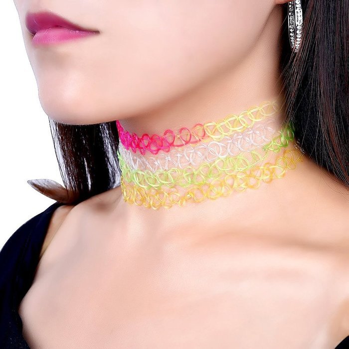FENICAL Choker Necklace Stretch Gothic Tattoo Henna Elastic Choker Necklace Set 12-Pack N4