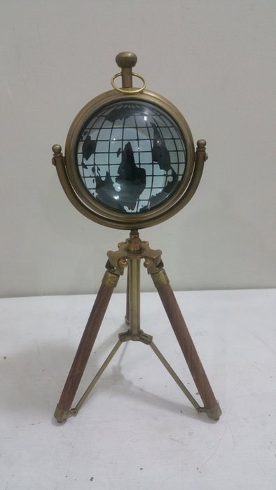 NAUTICAL MARITIME ~ ANTIQUE BRASS CLOCK WITH TRIPOD FINISH DESKTOP ~ TABLE CLOCK DECOR N3