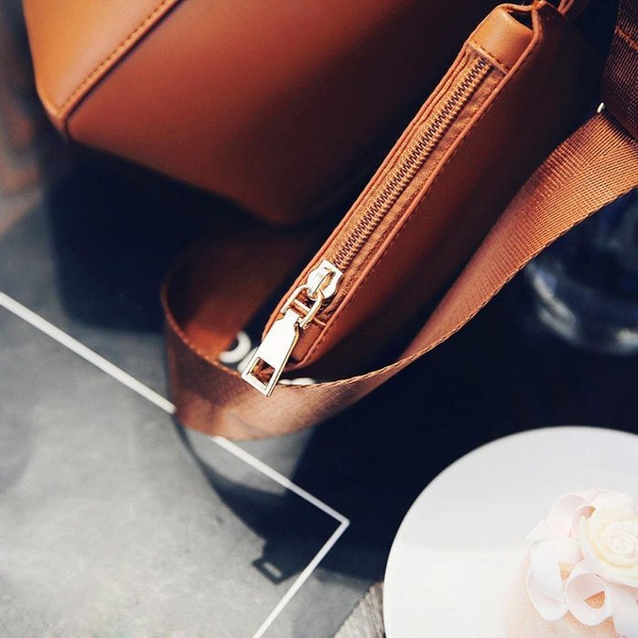 AutumnFall Women Shoulder Vintage Leather Female Bag Crossbody Shoulder Bags+Clutch Bag (Black) N5
