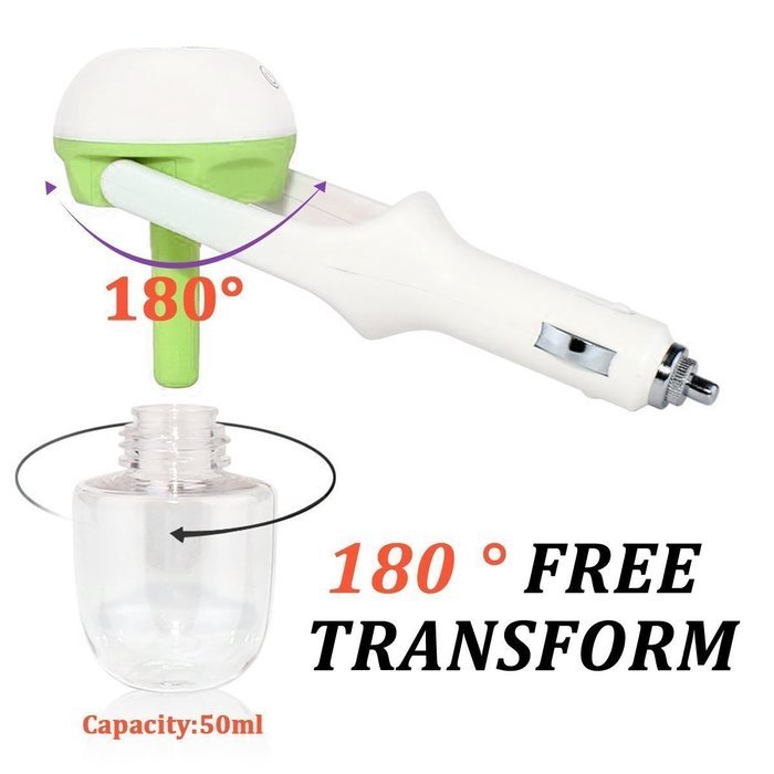 IPUIS Car Air Humidifier with USB Changer Port Aromatherapy Essential Oil Aroma Diffuser Air Purify Car charger... N26