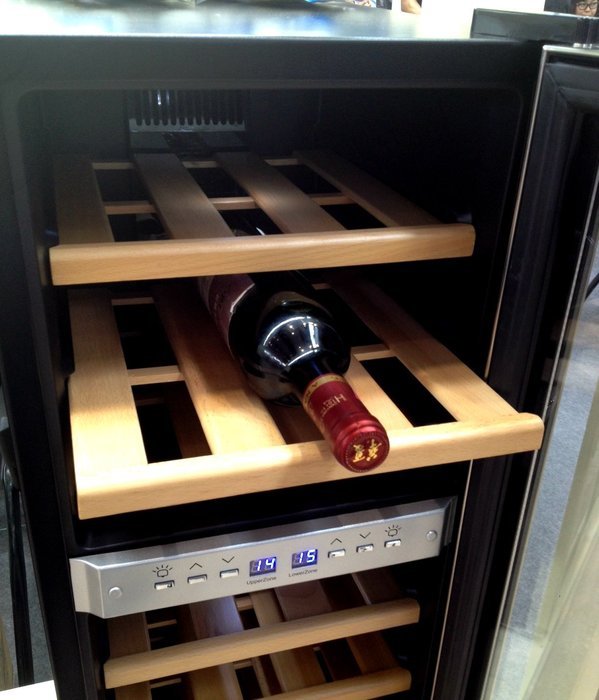 HOMEIMAGE DUAL-ZONE Thermal Electric Wine Cooler with Stainless Steel Door & Wooden Rack for 27 Bottles - HI-27SS N2