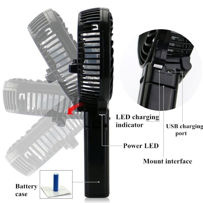 ETONG Handheld Rechargeable Fans 3 Speed Mini Fan Battery Operated Electric Personal Fans Foldable Fans Hand Bar... N4