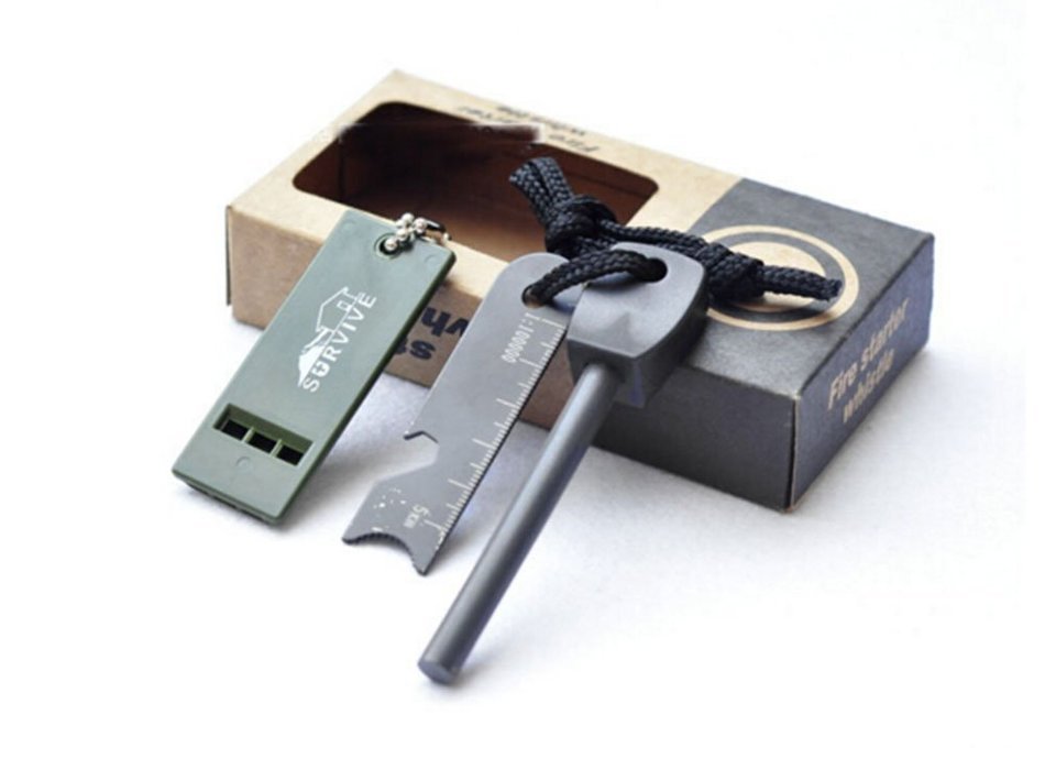 DOGOO Fire Starter with Handle and Steel Scraper & Ruler & Bottle Opener N4