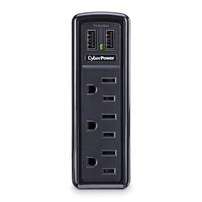 CyberPower CSP300WU Professional 3-Outlets Surge Suppressor 2 USB Charging Ports 918 Joules N2