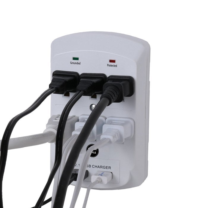 Surge Protector, Electronics Charging Station, 6 Outlet 2 USB Port Wall Adapter with Safety Indicator Lights -... N10