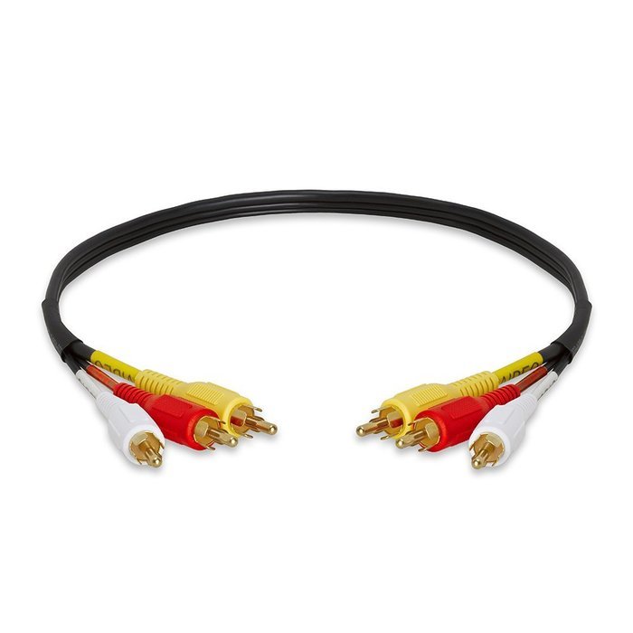 Cmple - 3-RCA Composite Video Audio A/V AV Cable GOLD -12 ft