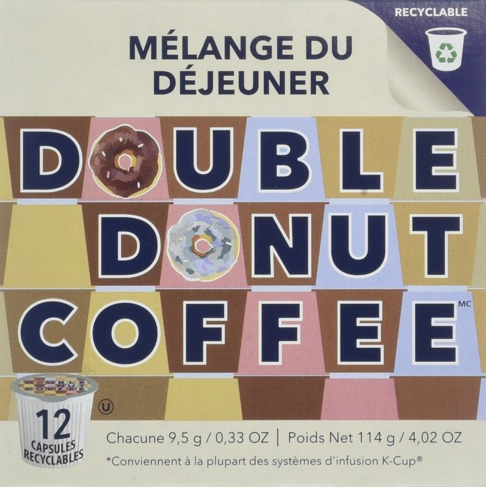 Double Donut Breakfast Blend Coffee, in Recyclable Single Serve Cups for Keurig K-Cup Brewers, 24 Count N9