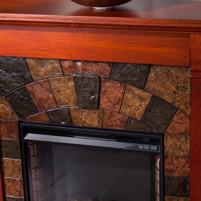 Electric Fireplace Heater Remote Control Adjustable Heat Free Standing 1500w Mahogany Brick Style N2