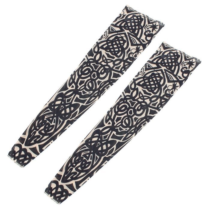 TOOGOO(R) 2 x Tribal Loop Sun Protection Temporary Tattoo Arm Sleeves Oversleeve