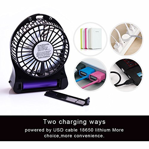 Portable Fan, KaiYeah 3 in 1 4 Vanes Mini USB Rechargeable Fan with Power Bank and Flashlight, Package with Wall... N19