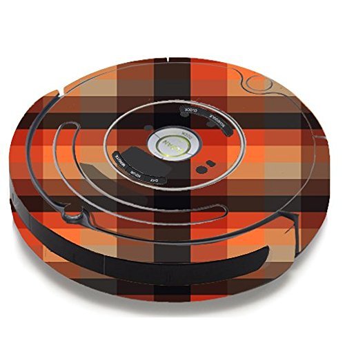 Skin Decal Vinyl Wrap For IRobot Roomba 650 655 Vacuum / Orange Brown Plaid