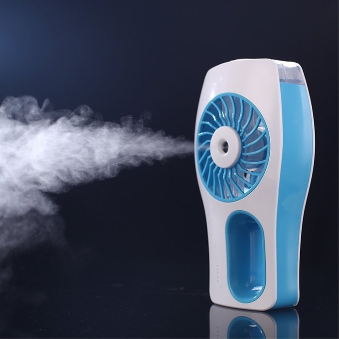 MADKING Portable Handheld Mini Fan with Mist Humidifier Battery Powered Personal Fan USB Rechargeable, Blue N5