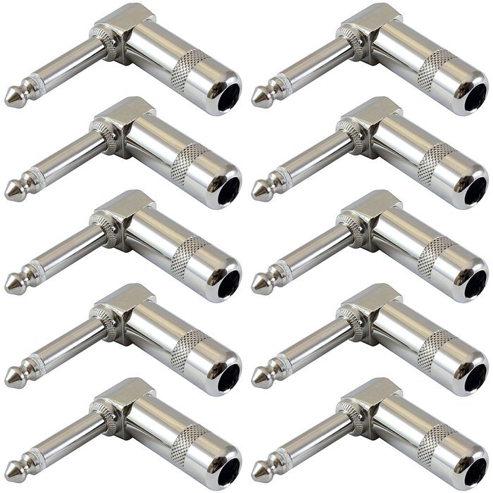 GLS Audio 1/4" Right Angle Plugs TS Mono Heavy Duty Style for Speaker Cables, Patch Cables, Snakes - Male 1/4...