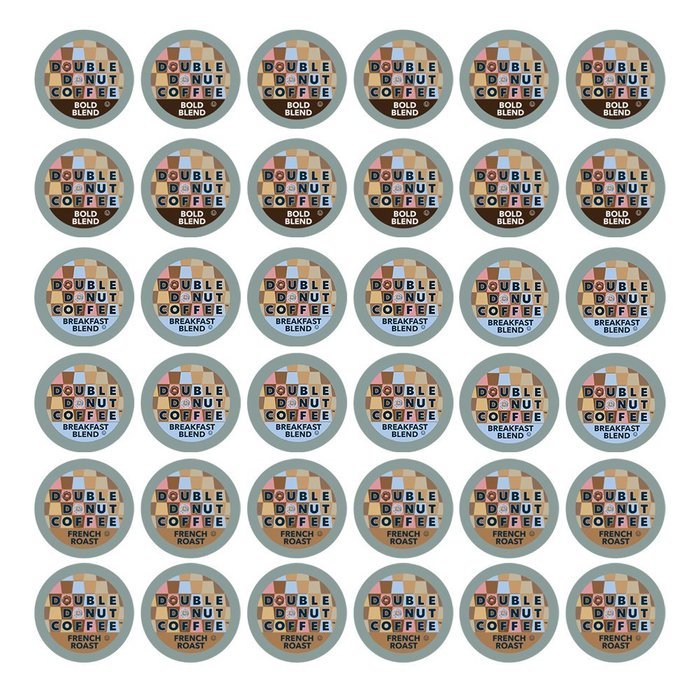Double Donut Bold and Dark Coffee Single Serve Cups for Keurig K Cup Brewer Variety Pack, 36 Count N4