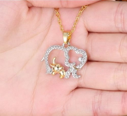 Fashion Women Animal Elephant Long Chain Crystal Silver Plated Pendant Necklace N4