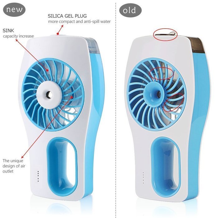 iwish Handheld Spray fan USB Mini Misting Fan with Personal Cooling Humidifier - Blue N5