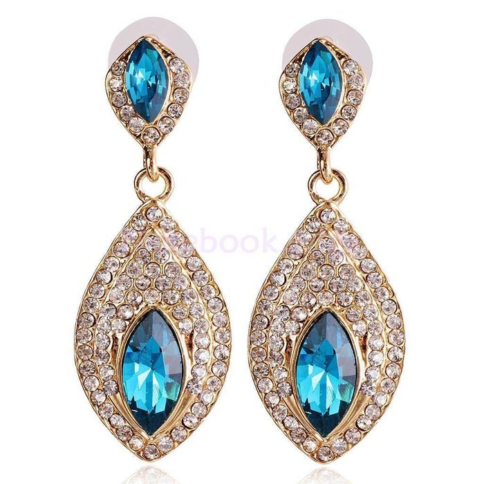Blue Crystal Rhinestone Diamante Drop Dangle Earring Fashion Accessories