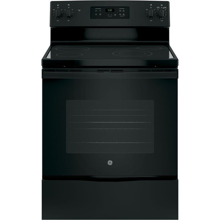 GE JBS60DKBB 30" Electric Freestanding Range with 4 Burners, Smoothtop, 5.3 cu. ft. Primary Oven Capacity,in Black