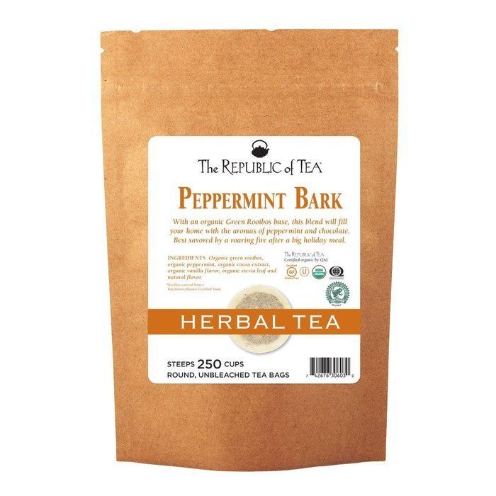 The Republic Of Tea Organic Peppermint Bark Herb Tea, 36 Tea Bags, Fusion Of Cocoa And Peppermint Tea N4