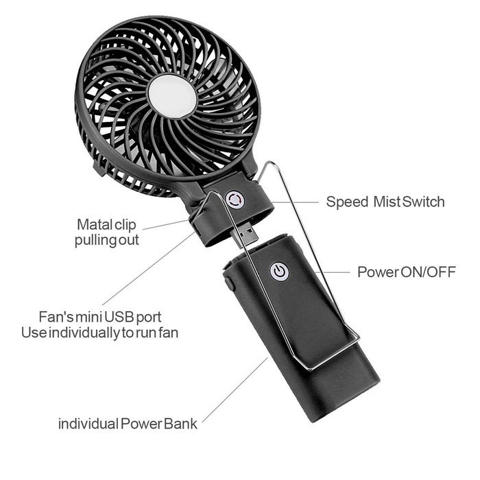 DOIOWN Handheld Portable Table Mini Fan Battery Rechargeable (Blue) N35