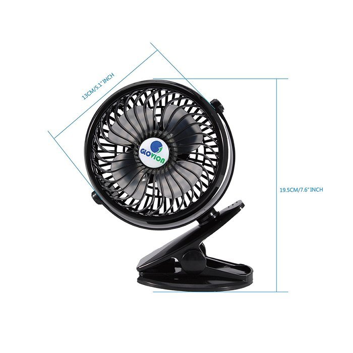 [Update Version with 6.5 Ft Micro Charging Cable] Glovion Baby Clip Stroller Fan - USB Rechargeable Portable Fan... N16