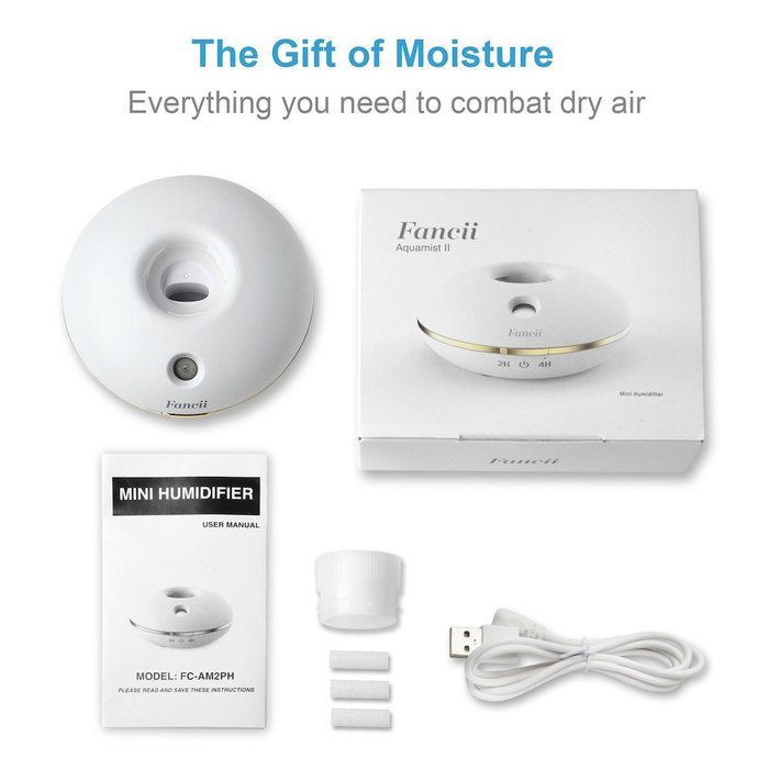 Fancii Cool Mist Personal Humidifier - Portable Mini Travel Tabletop Humidifier - USB & Battery Operated, Water... N4