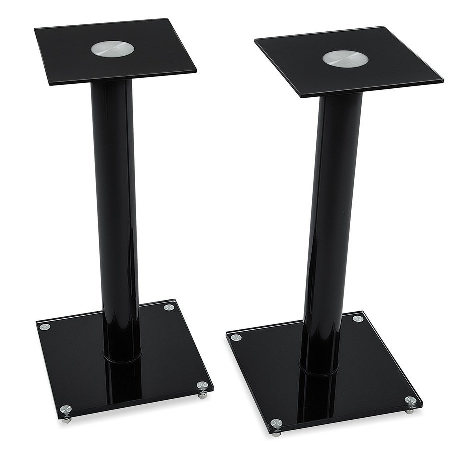 Mount-It! Floor Speaker Stands for Satellite Speakers and Surround Sound (5.1 and 2.1) Systems, Glass and Aluminum...