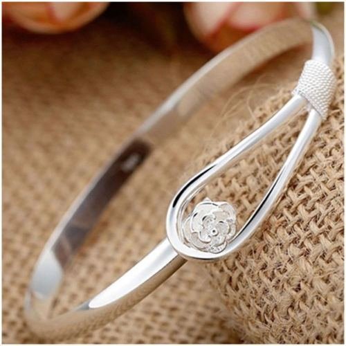 Hot Fashion Women Lady Silver Plated Bracelet Charm Bangle Cuff Jewelry Gift N2
