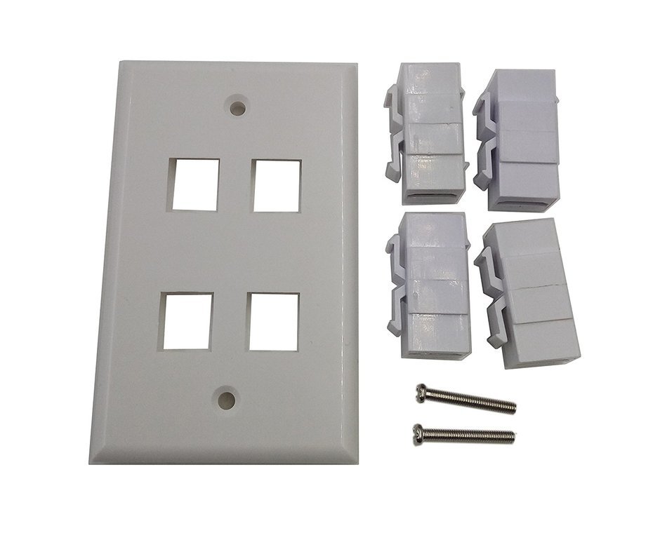 Lemeng New Design 4 Port HDMI Keystone Face Plate Panel-White N4