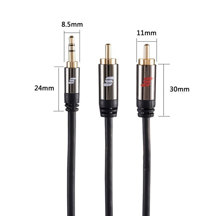 Sinseader 6.6ft 3.5mm to 2RCA Audio Auxiliary Stereo Y Splitter Cable Male to Male input amplifier or receiver... N9
