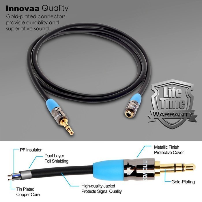 AUX Audio Cable, INNOVAA Universal Stereo Audio Male to Female 3.5mm AUX Cable - 15 Feet N13